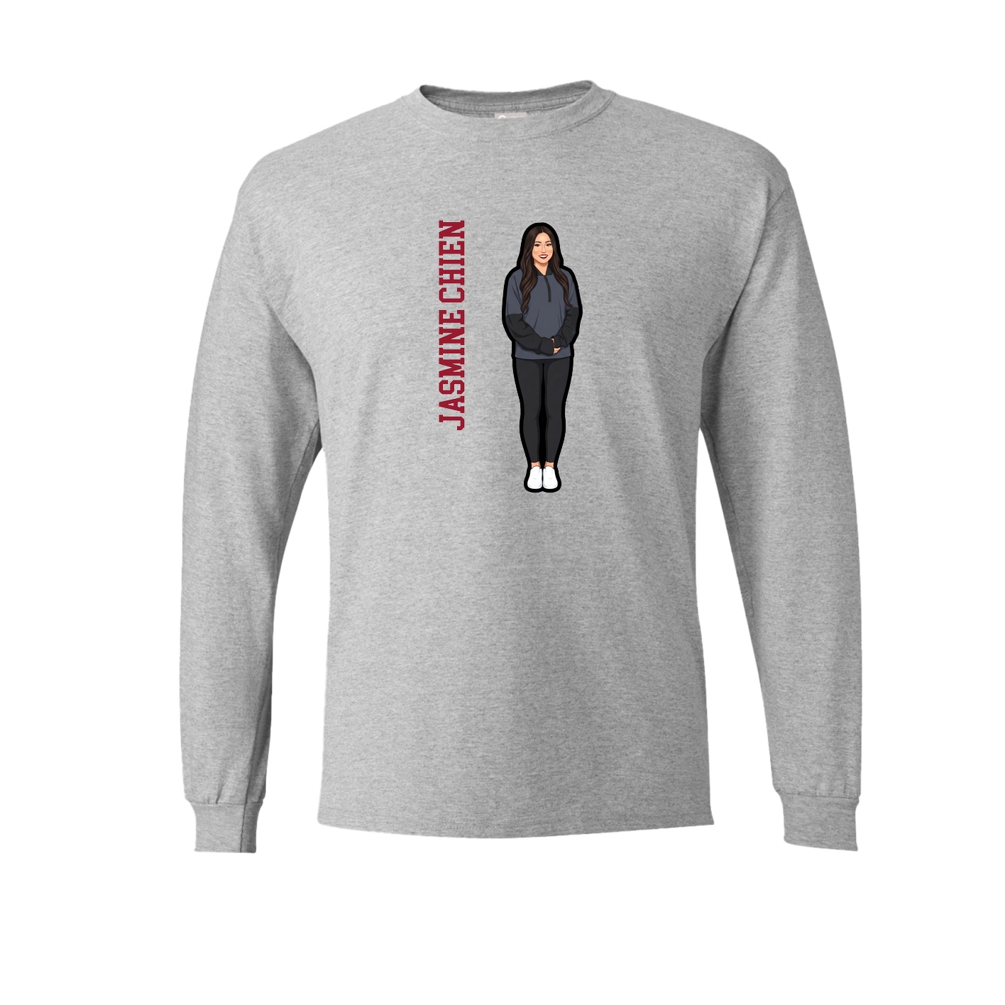 Long Sleeve Tee — Name Vertical in Grey