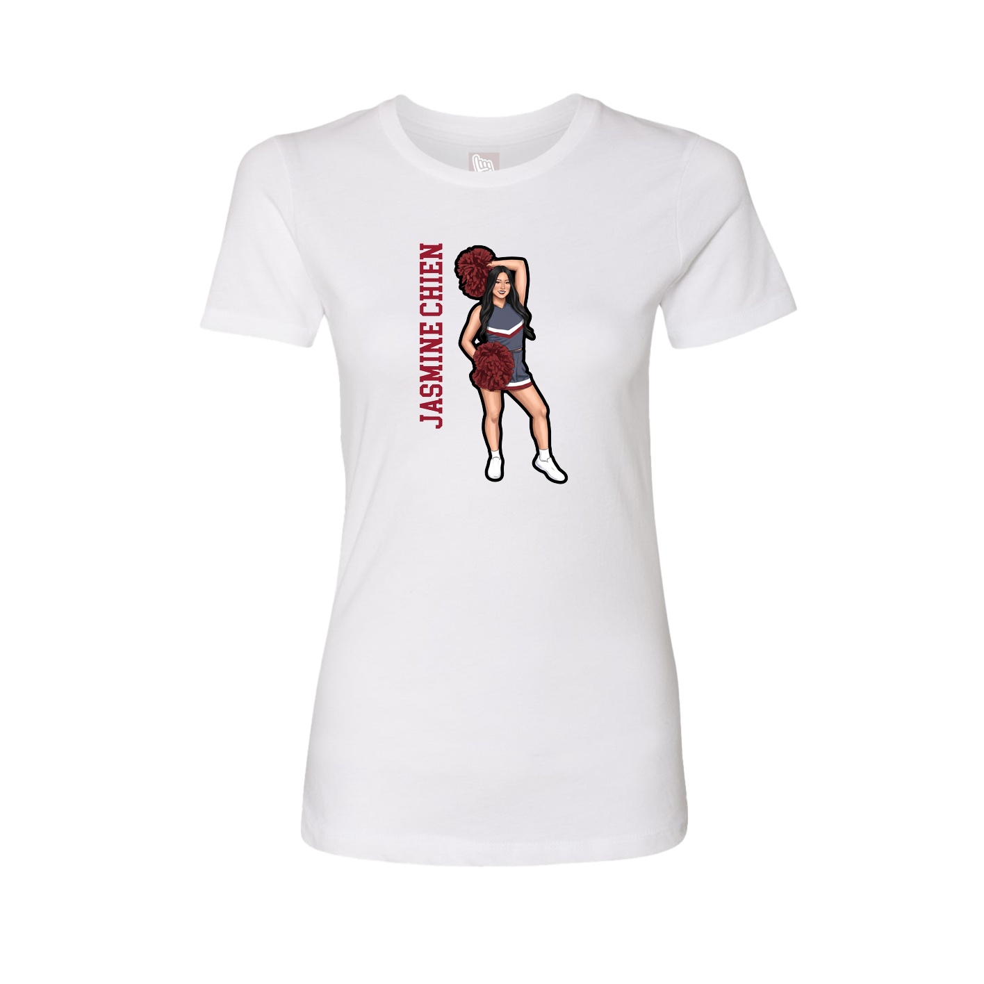 Fitted Women's Tee — Name Vertical in White