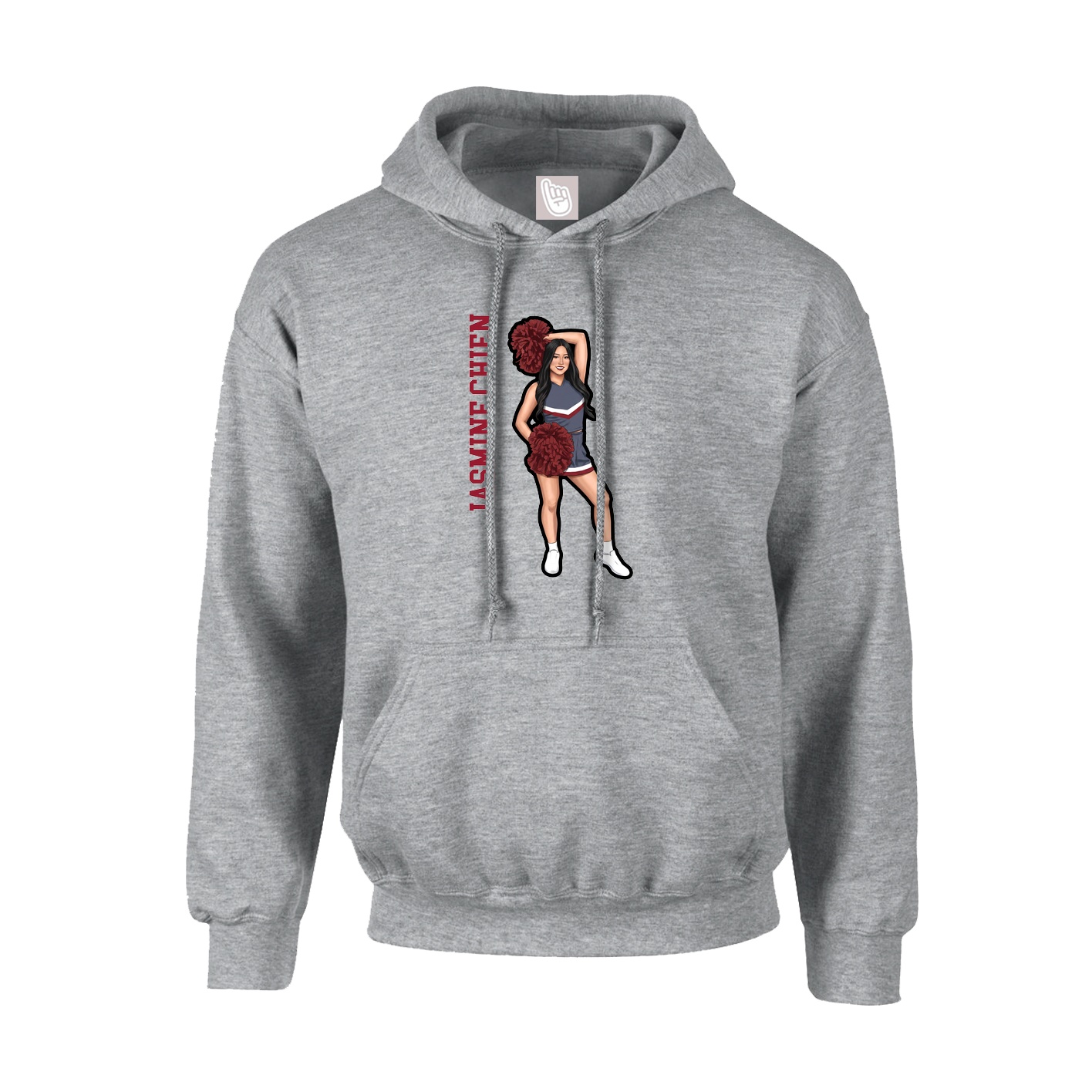 Youth Hoodie — Name Vertical in Grey