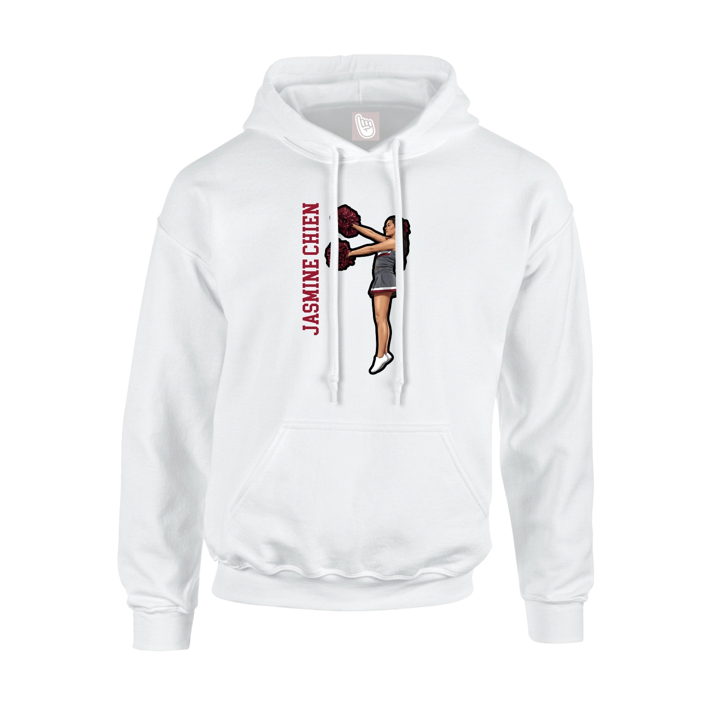 Youth Hoodie — Name Vertical in White
