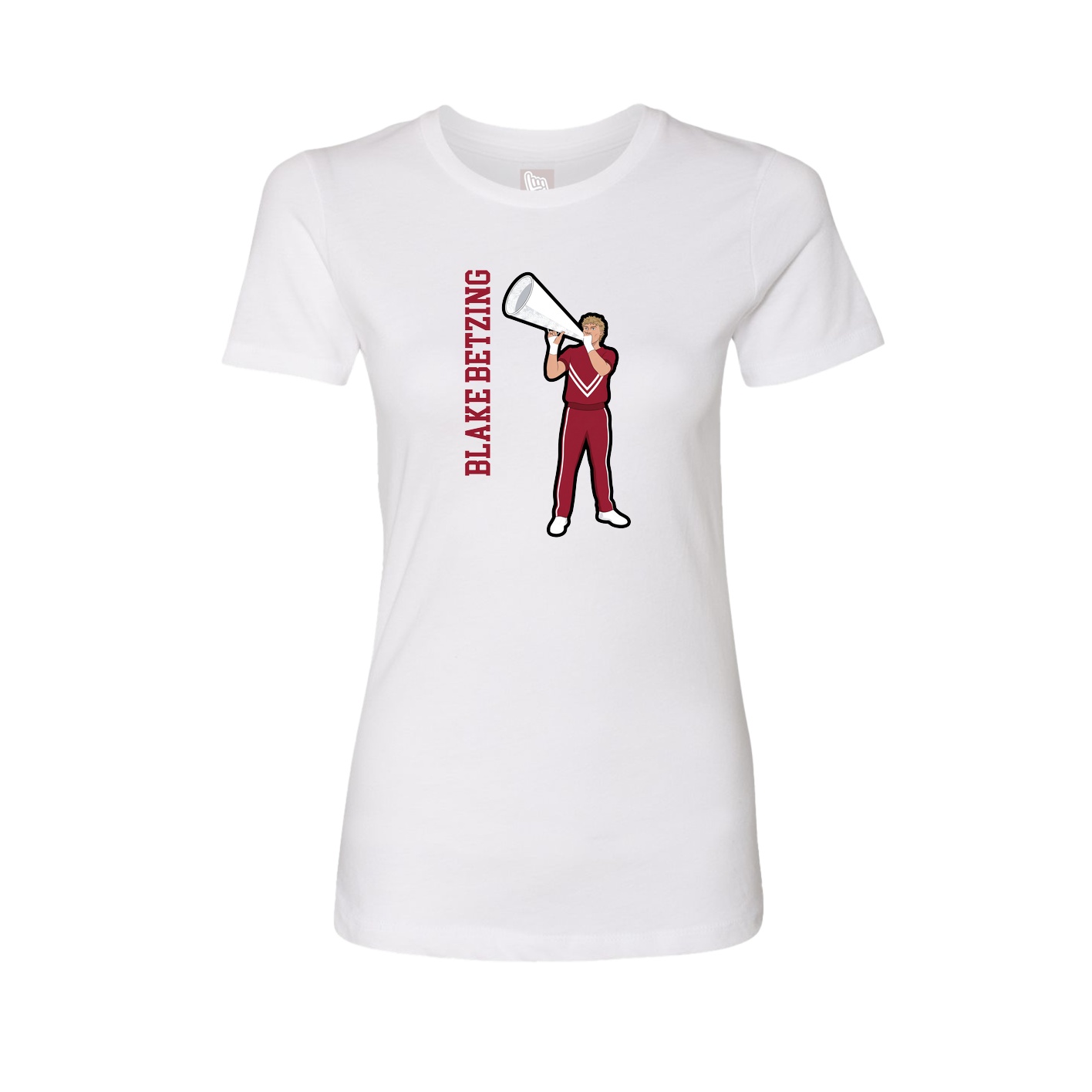 Fitted Women's Tee — Name Vertical in White