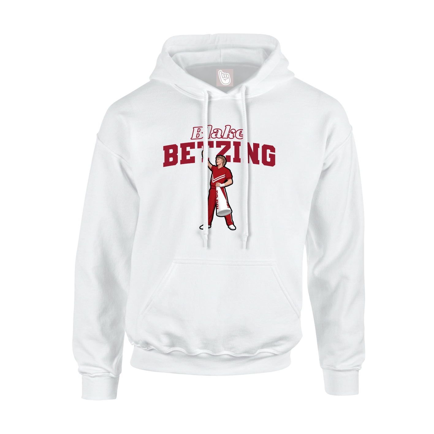 Youth Hoodie — Name Arch in White