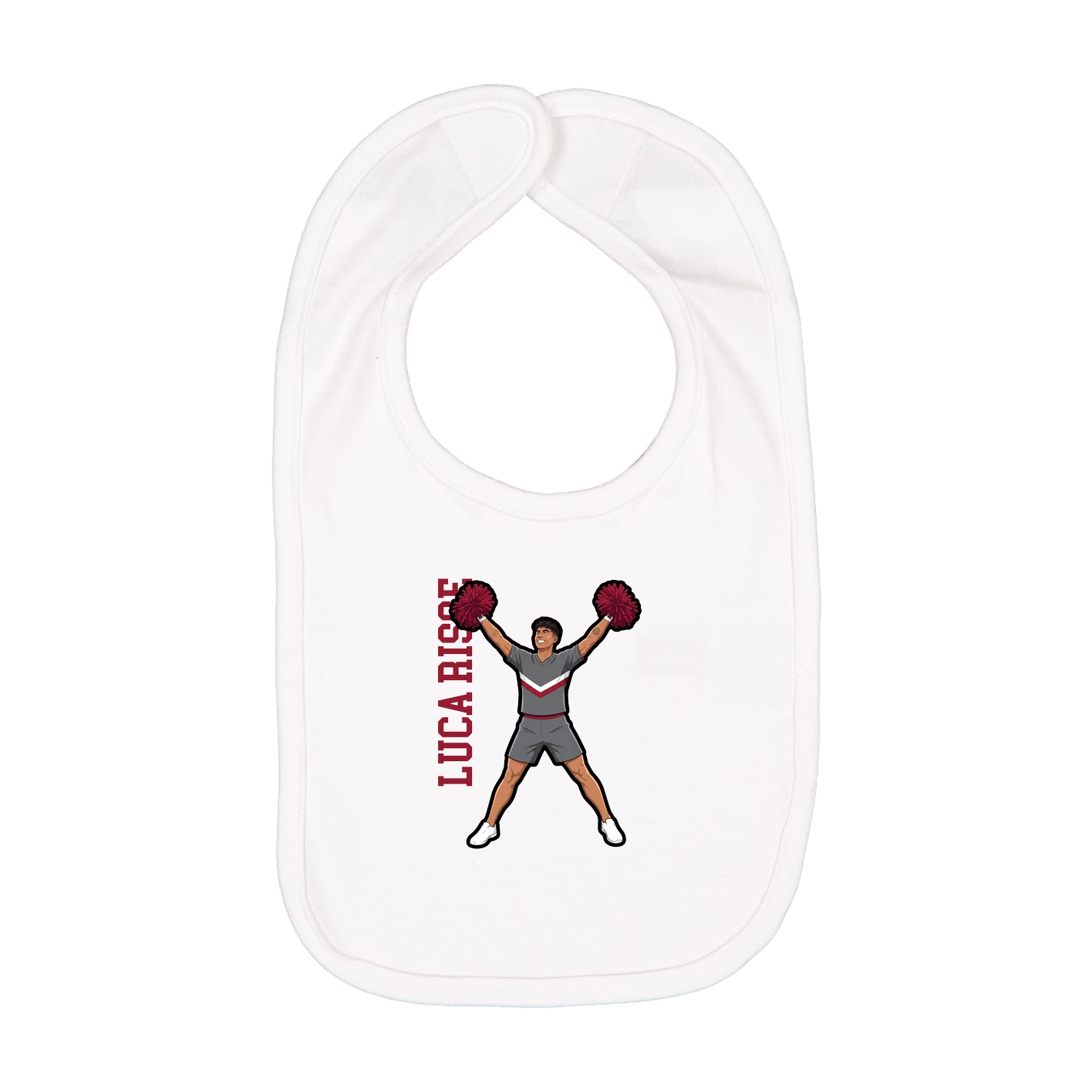 Infant Bib — Name Vertical in White