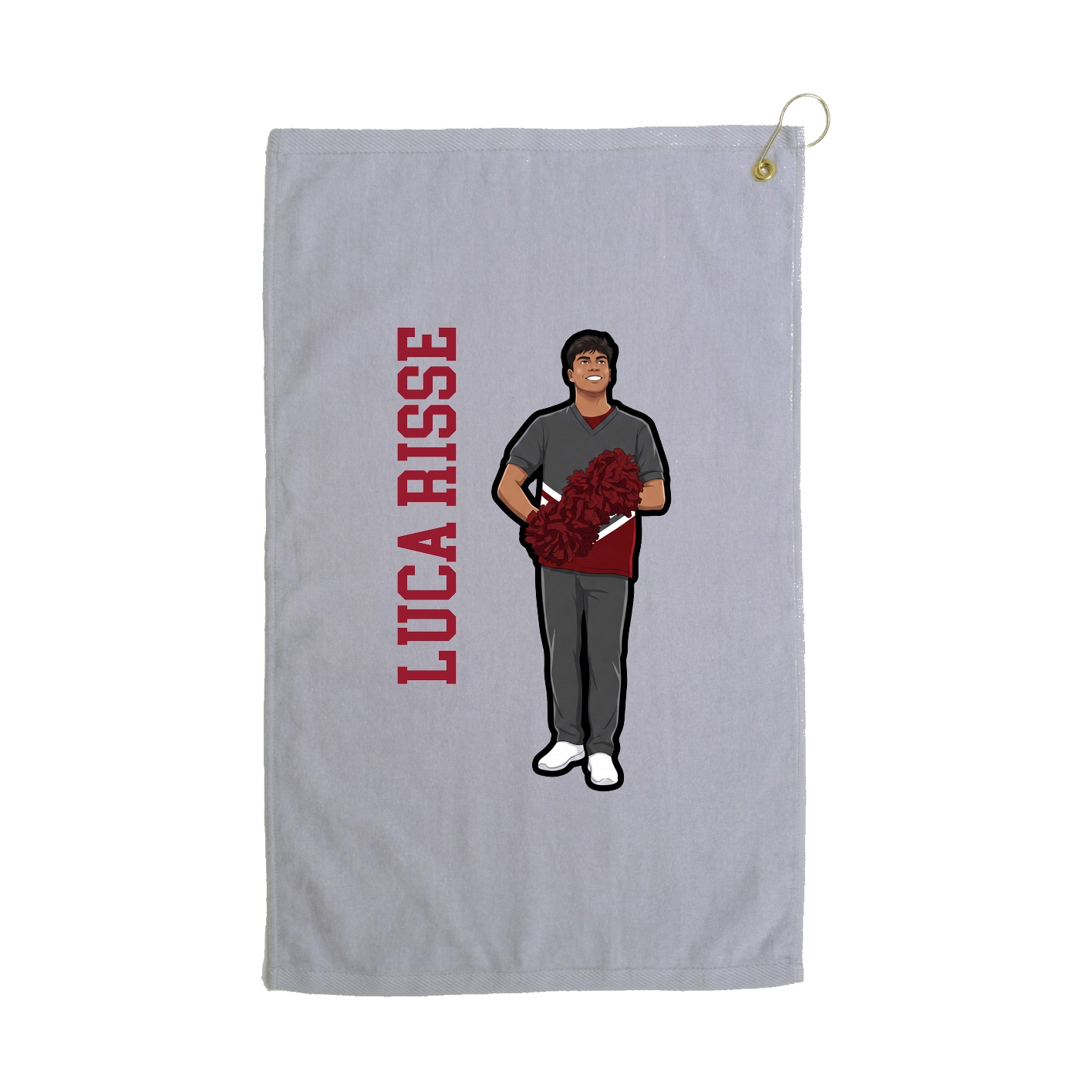 Golf Towel — Name Vertical in Grey