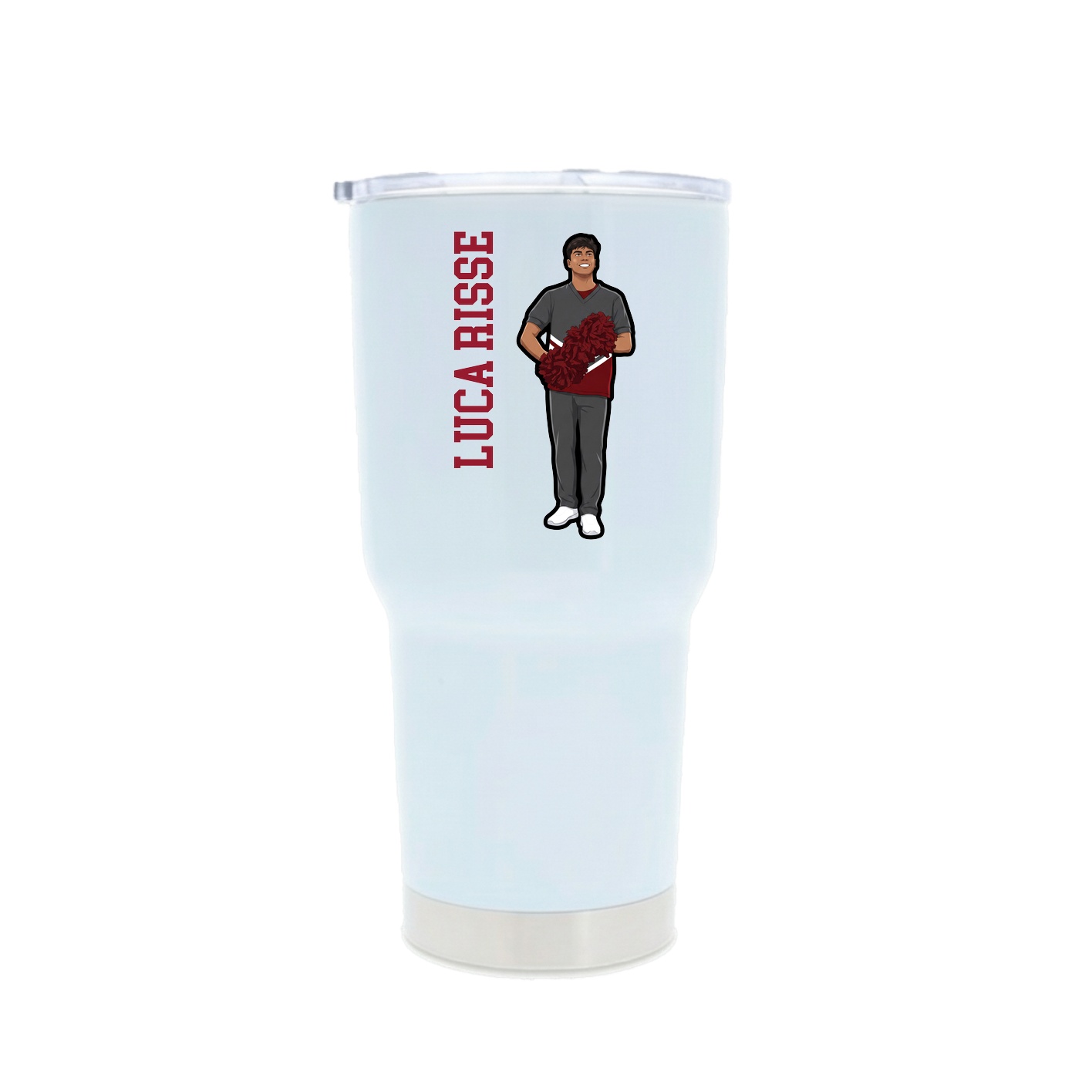 30oz Stainless Steel Tumbler — Name Vertical in White