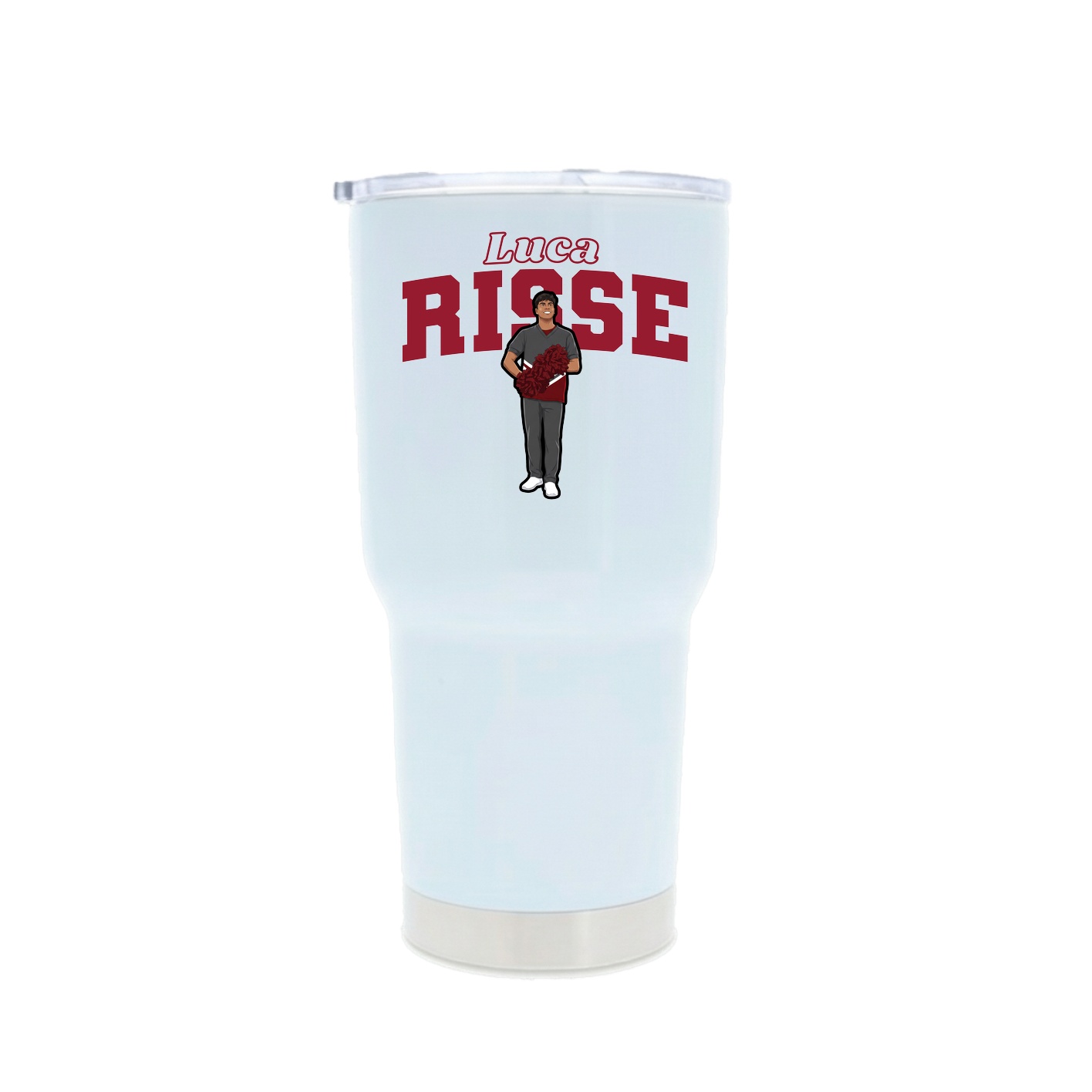 30oz Stainless Steel Tumbler — Name Arch in White