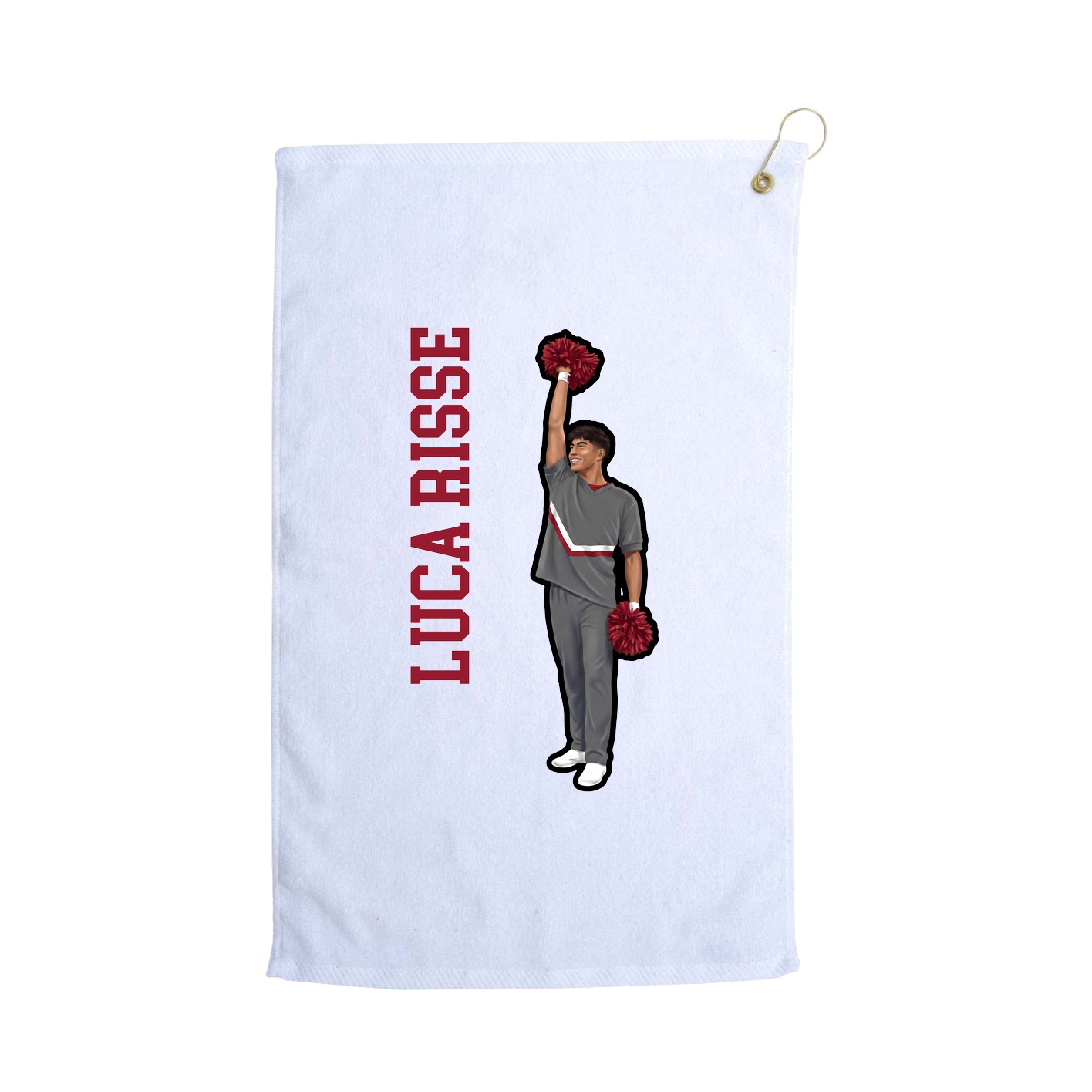 Golf Towel — Name Vertical in White