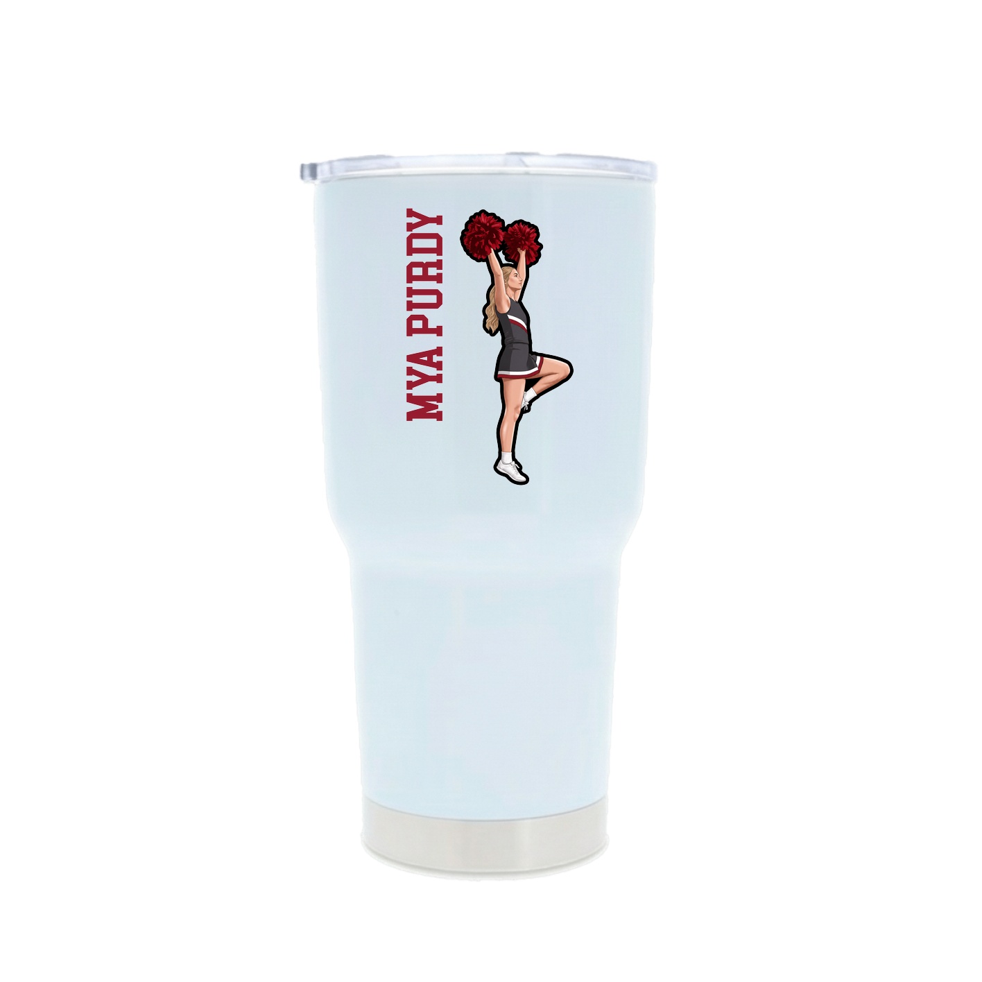 30oz Stainless Steel Tumbler — Name Vertical in White