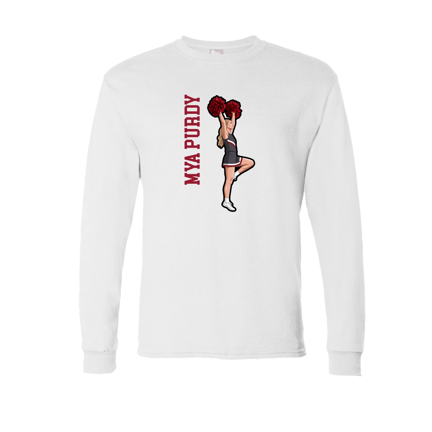 Long Sleeve Tee — Name Vertical in White