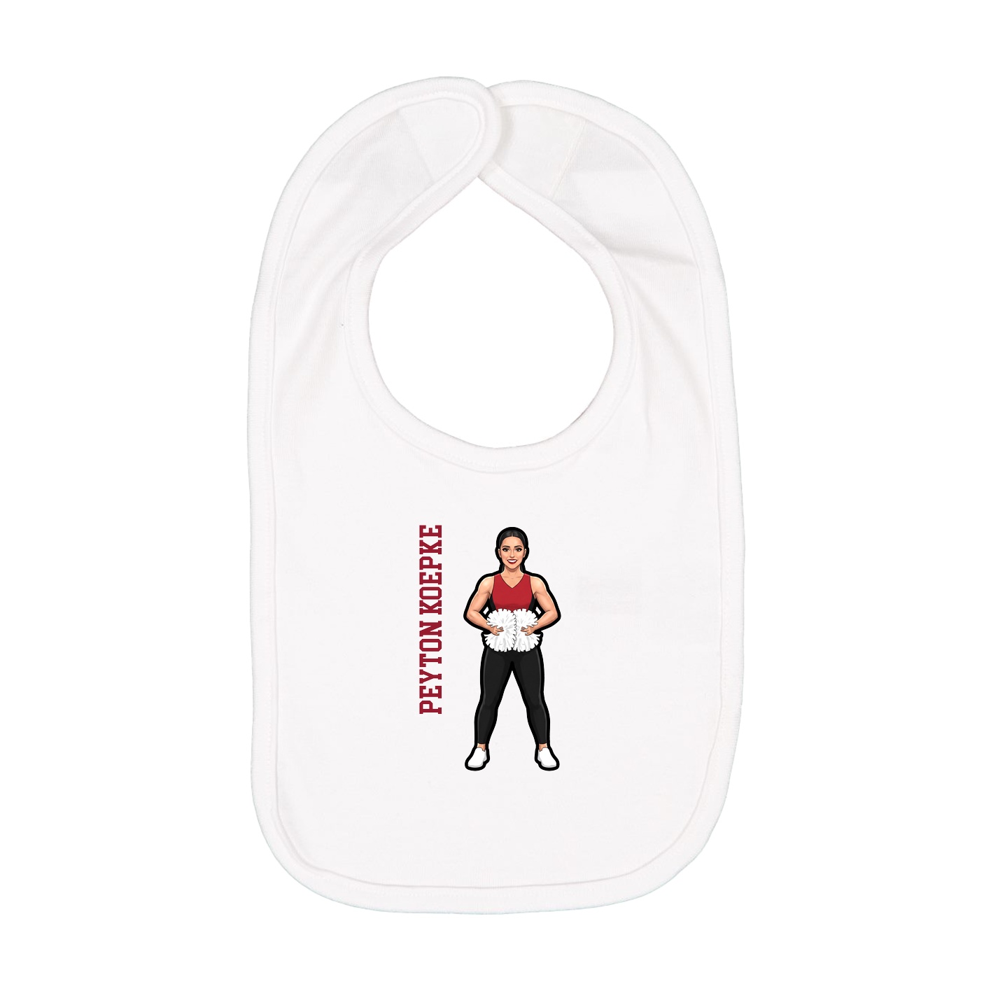 Infant Bib — Name Vertical in White