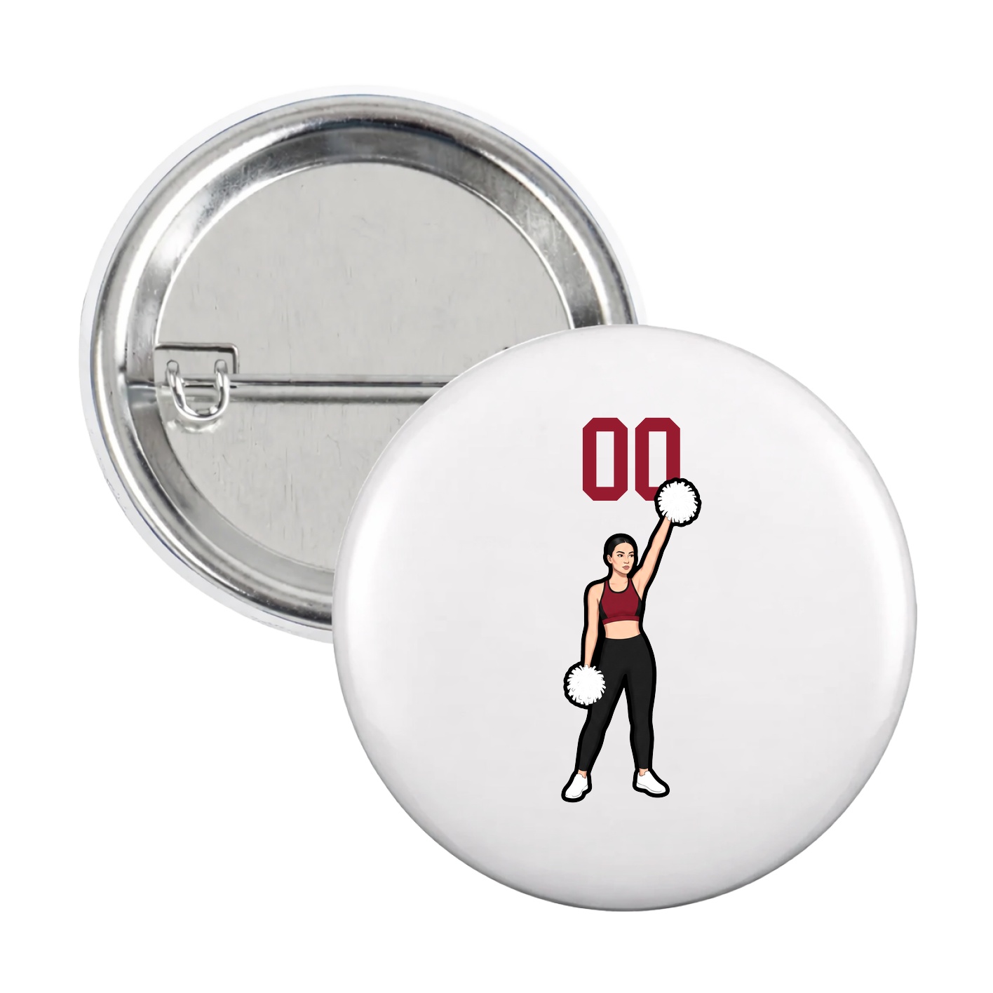 Game Day Button — Number Top in White