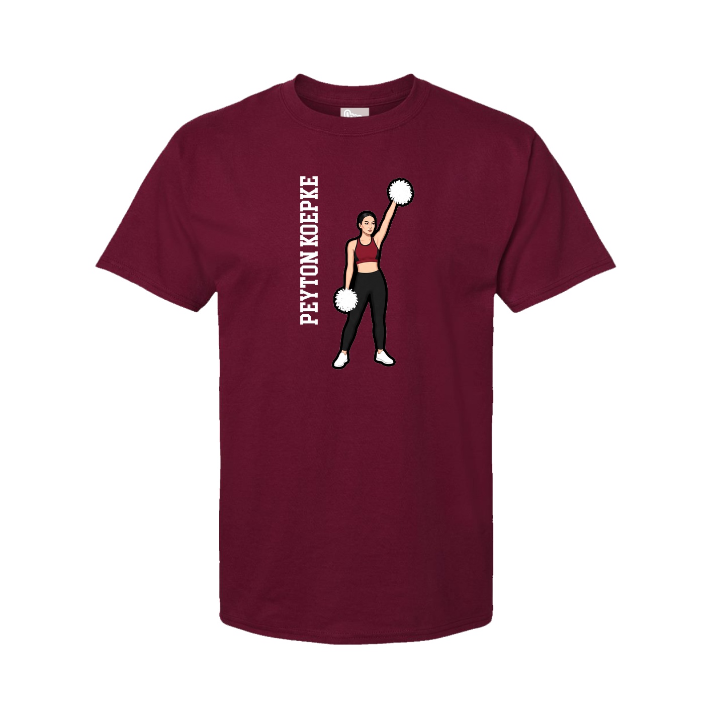 Youth Tee — Name Vertical in Cardinal