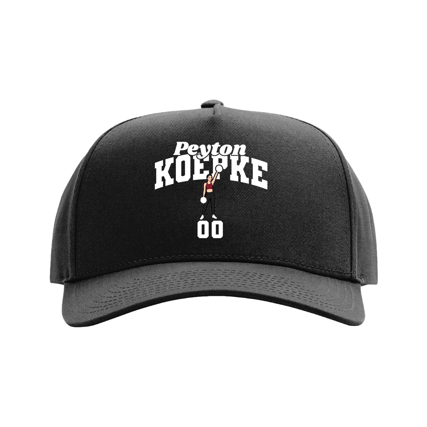 Full Fabric Five-Panel Champ Cap — Signature Arch in Black