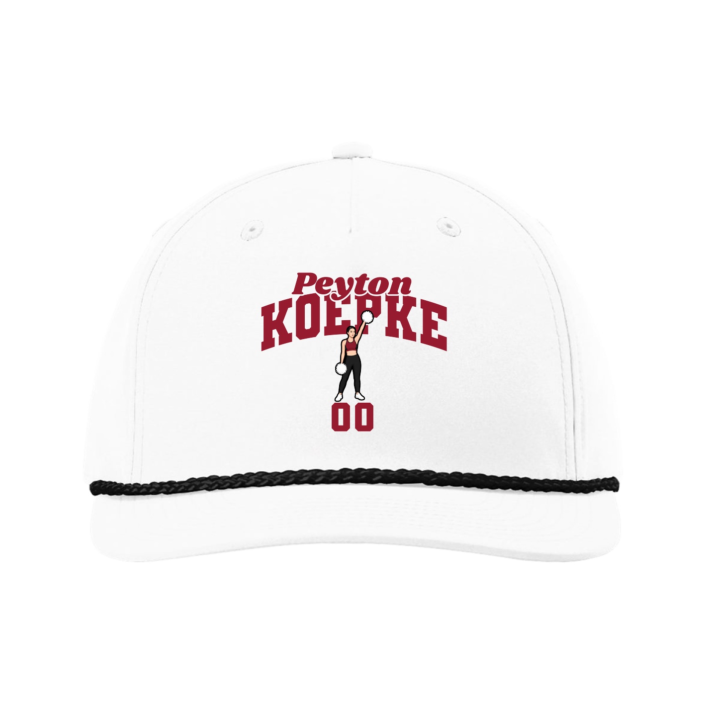 Five-Panel Classic Rope Cap — Signature Arch in White