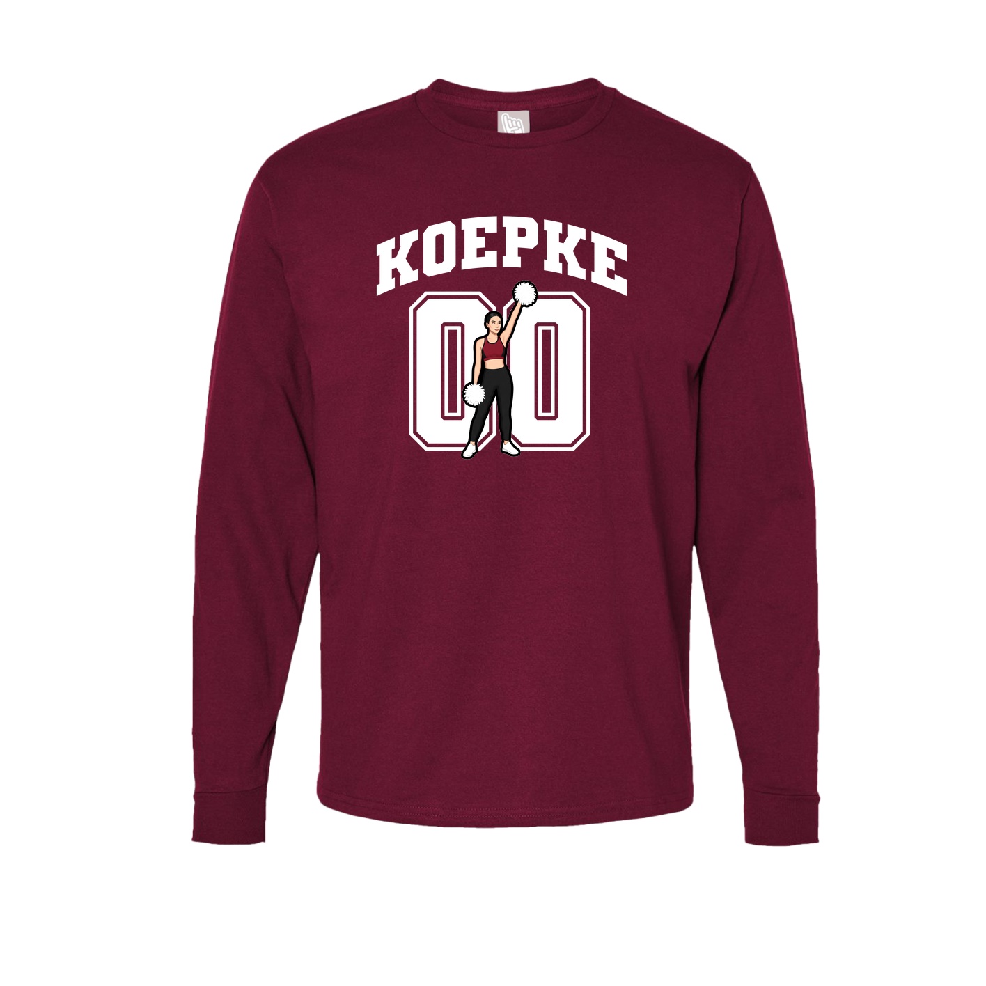 Long Sleeve Tee — Number in Cardinal