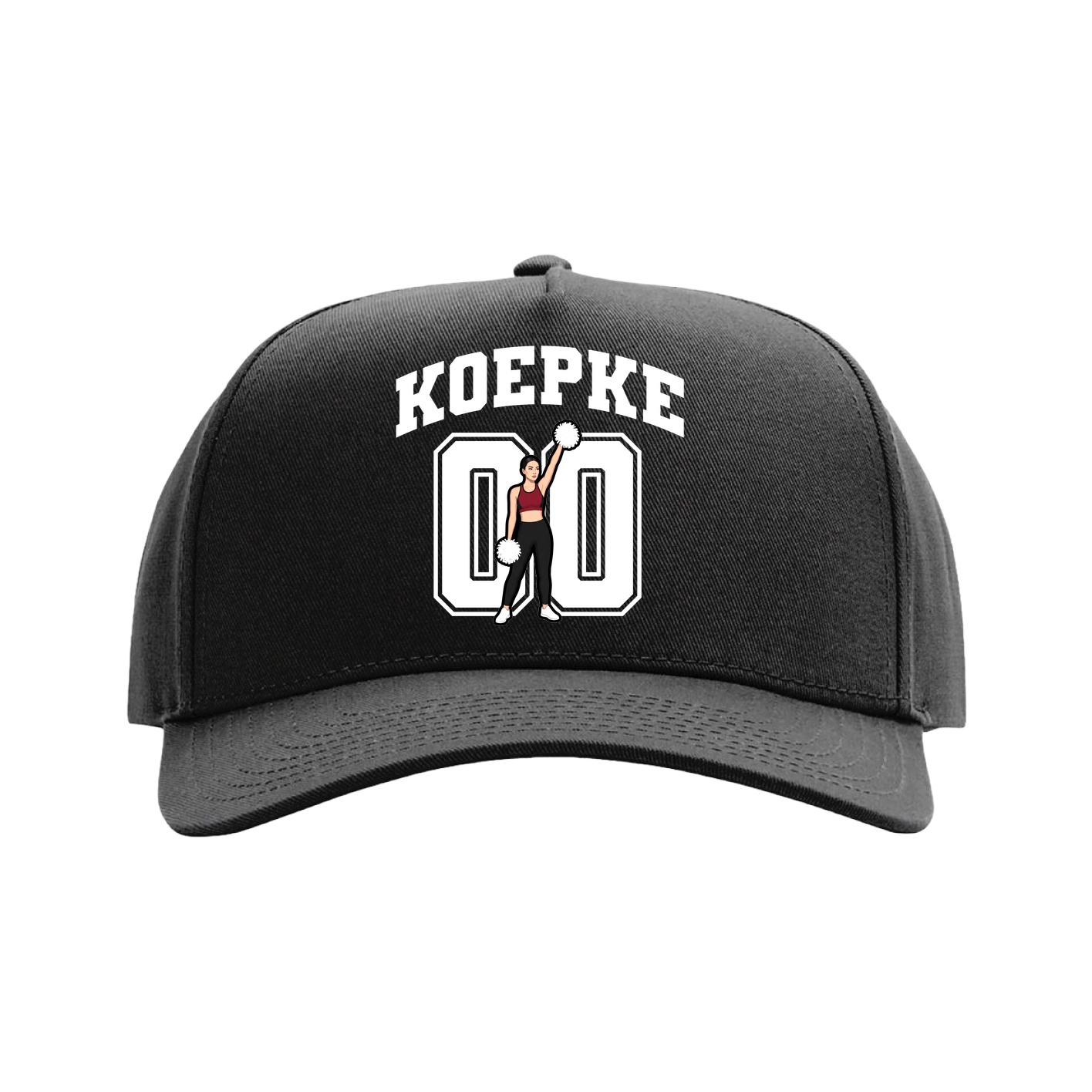 Full Fabric Five-Panel Champ Cap — Number in Black