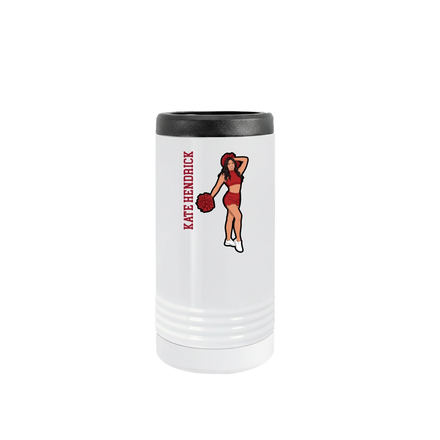 Slim Beverage Holder — Name Vertical in White