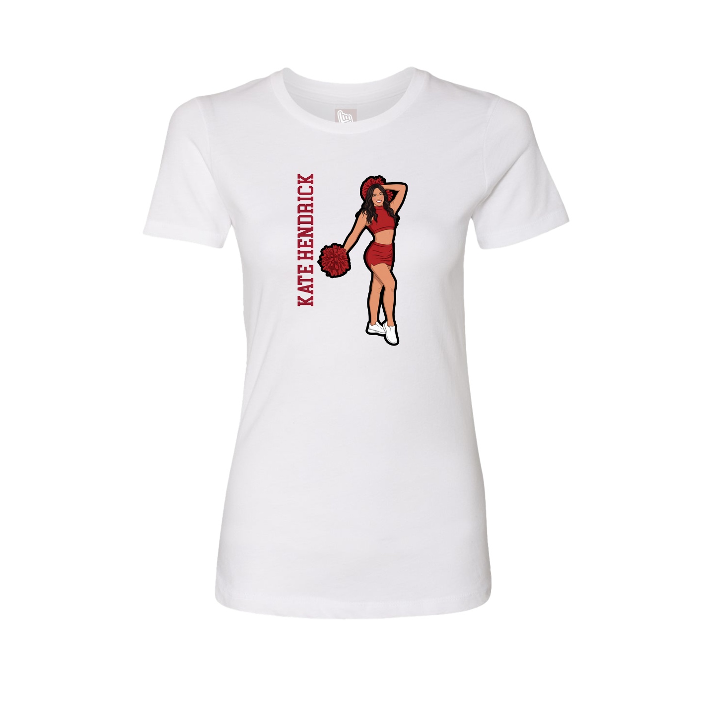 Fitted Women's Tee — Name Vertical in White