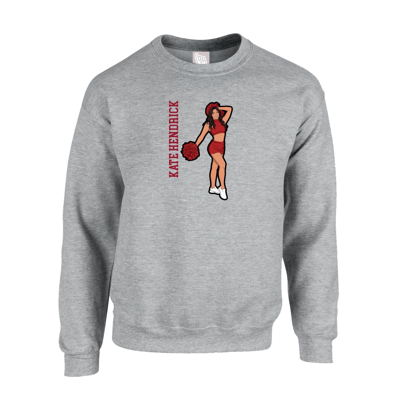 Fleece Crew — Name Vertical in Grey