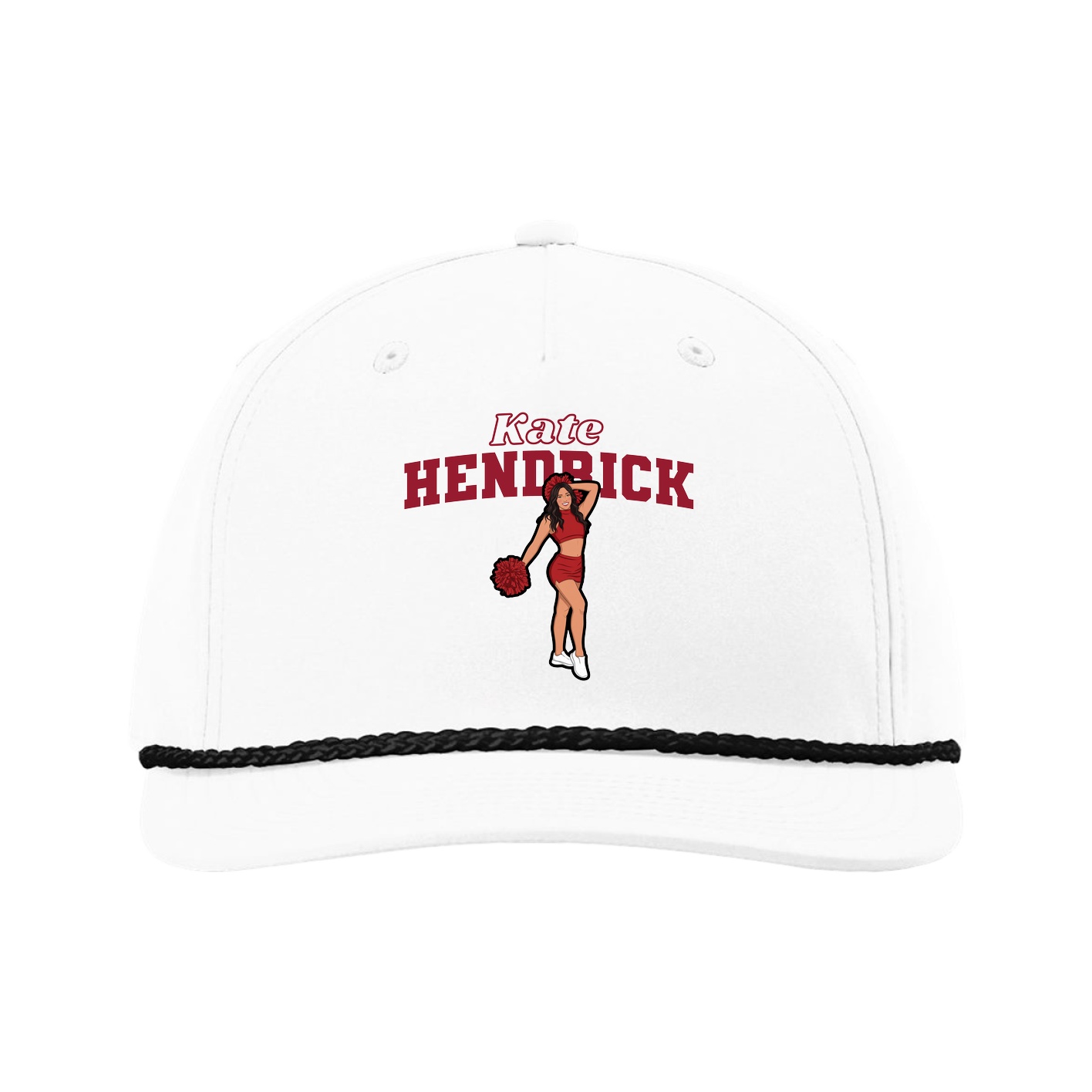 Five-Panel Classic Rope Cap — Name Arch in White