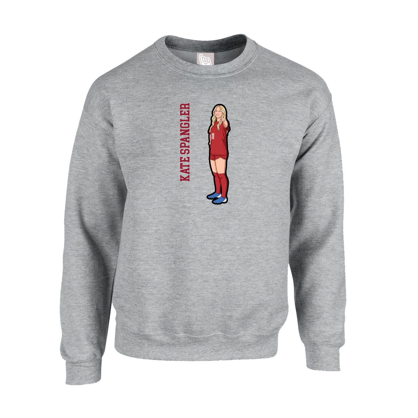 Fleece Crew — Name Vertical in Grey