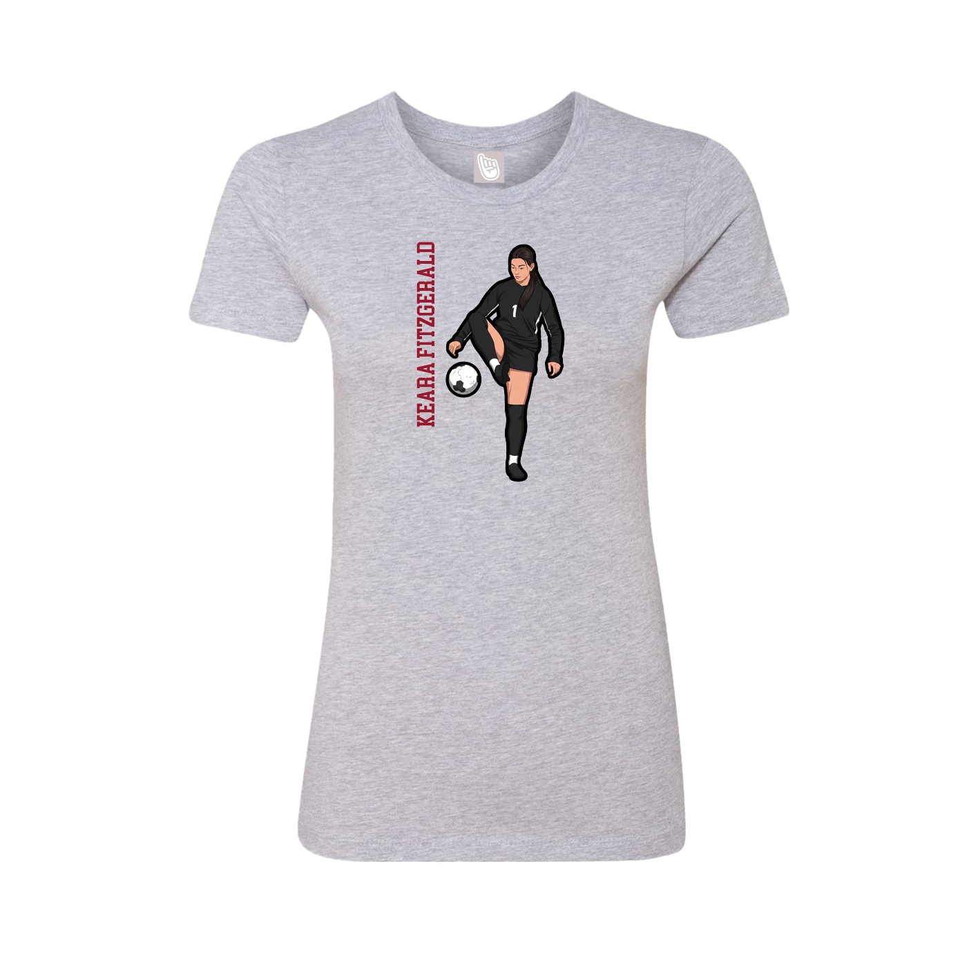 Fitted Women's Tee — Name Vertical in Grey