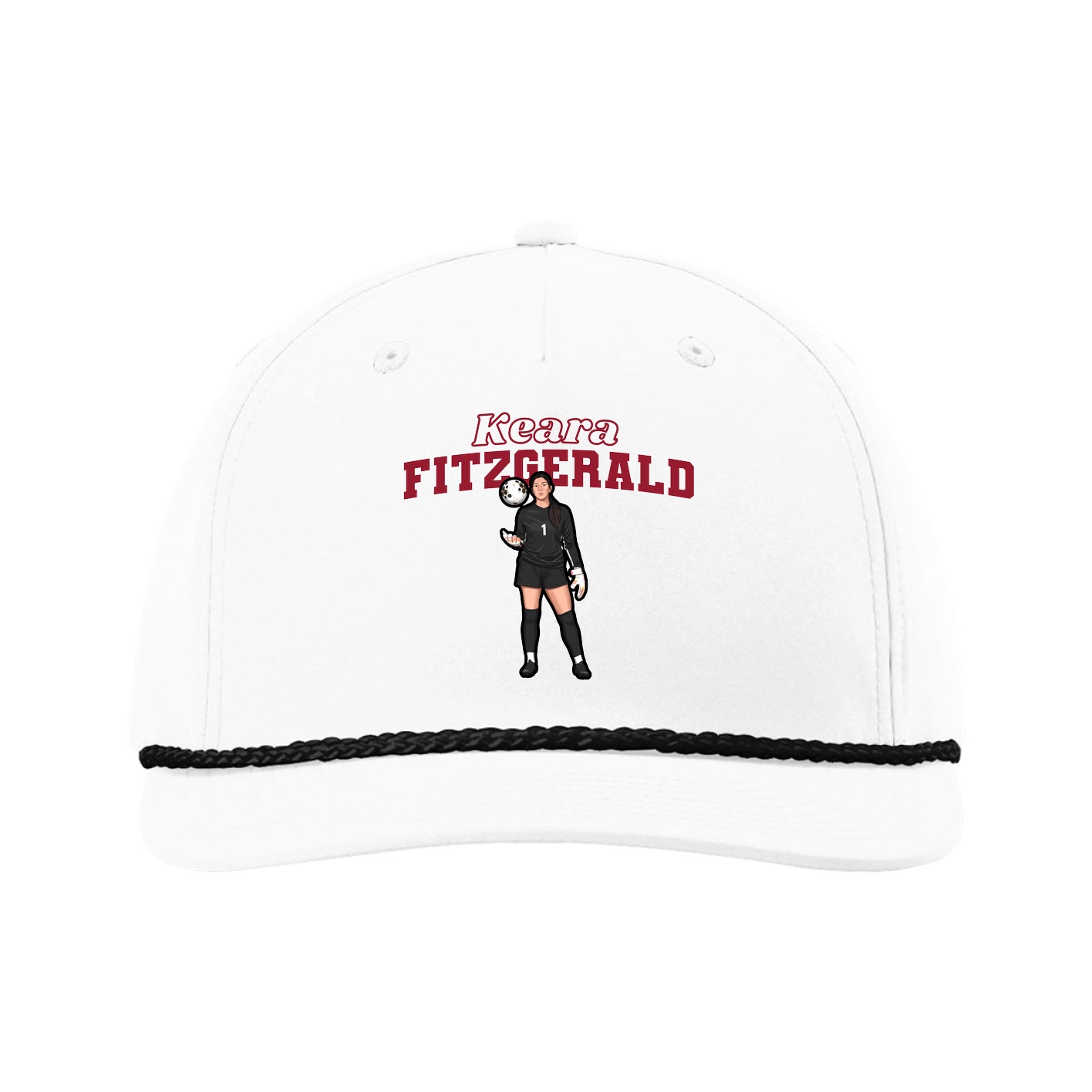 Five-Panel Classic Rope Cap — Name Arch in White