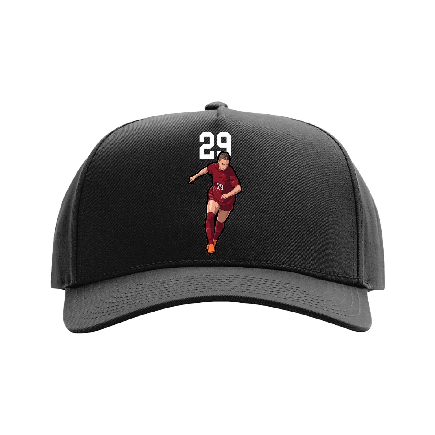 Full Fabric Five-Panel Champ Cap — Number Top in Black