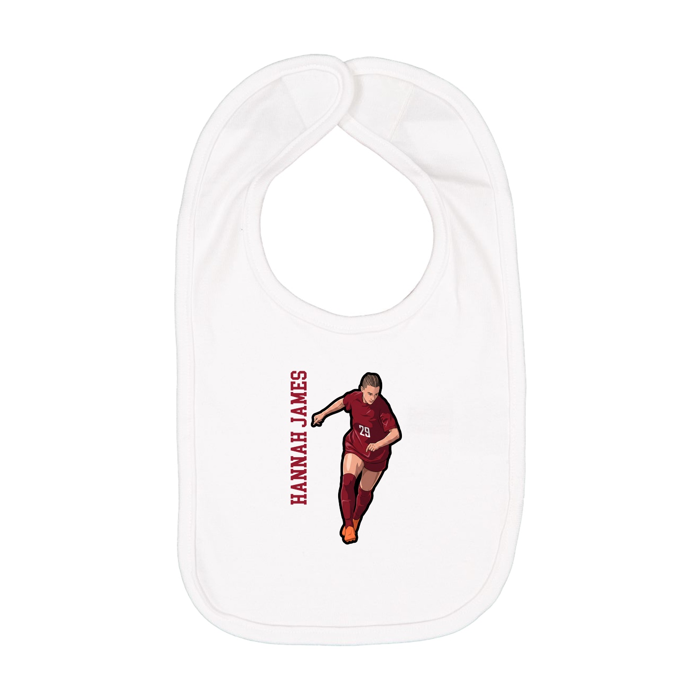 Infant Bib — Name Vertical in White