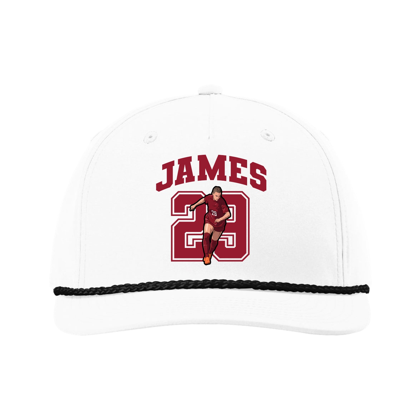 Five-Panel Classic Rope Cap — Number in White