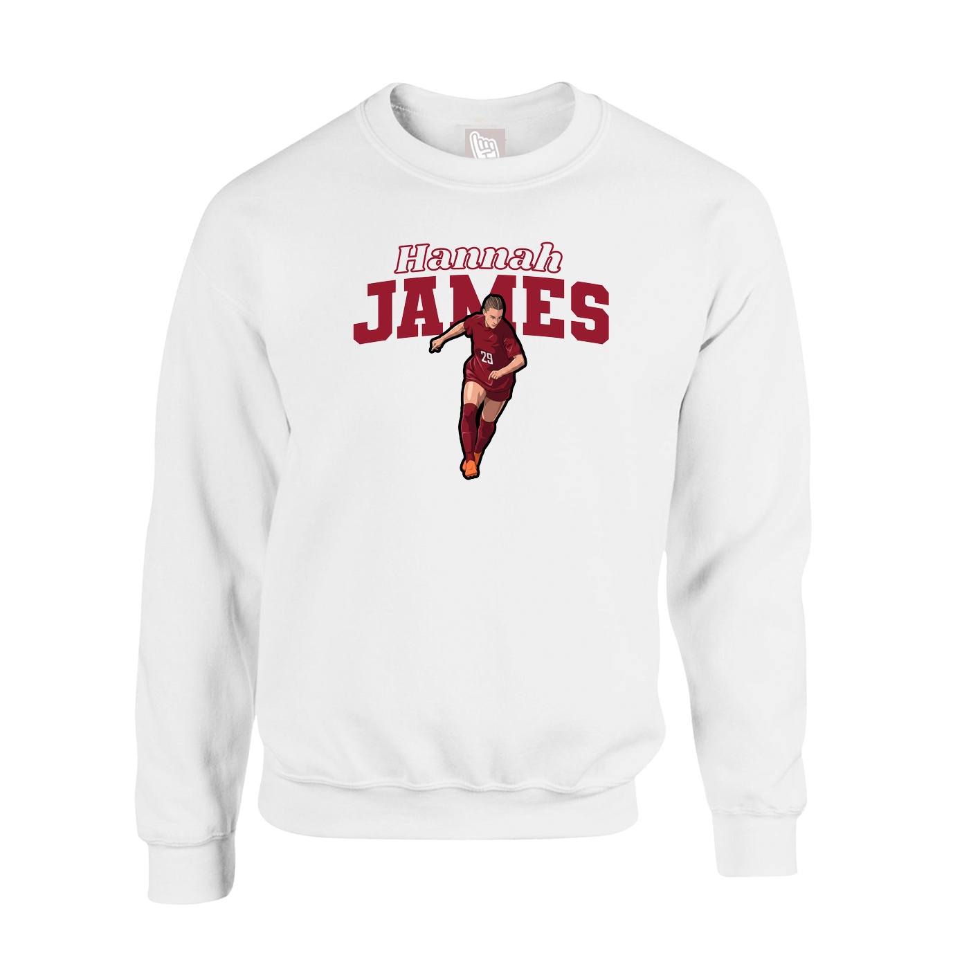 Fleece Crew — Name Arch in White