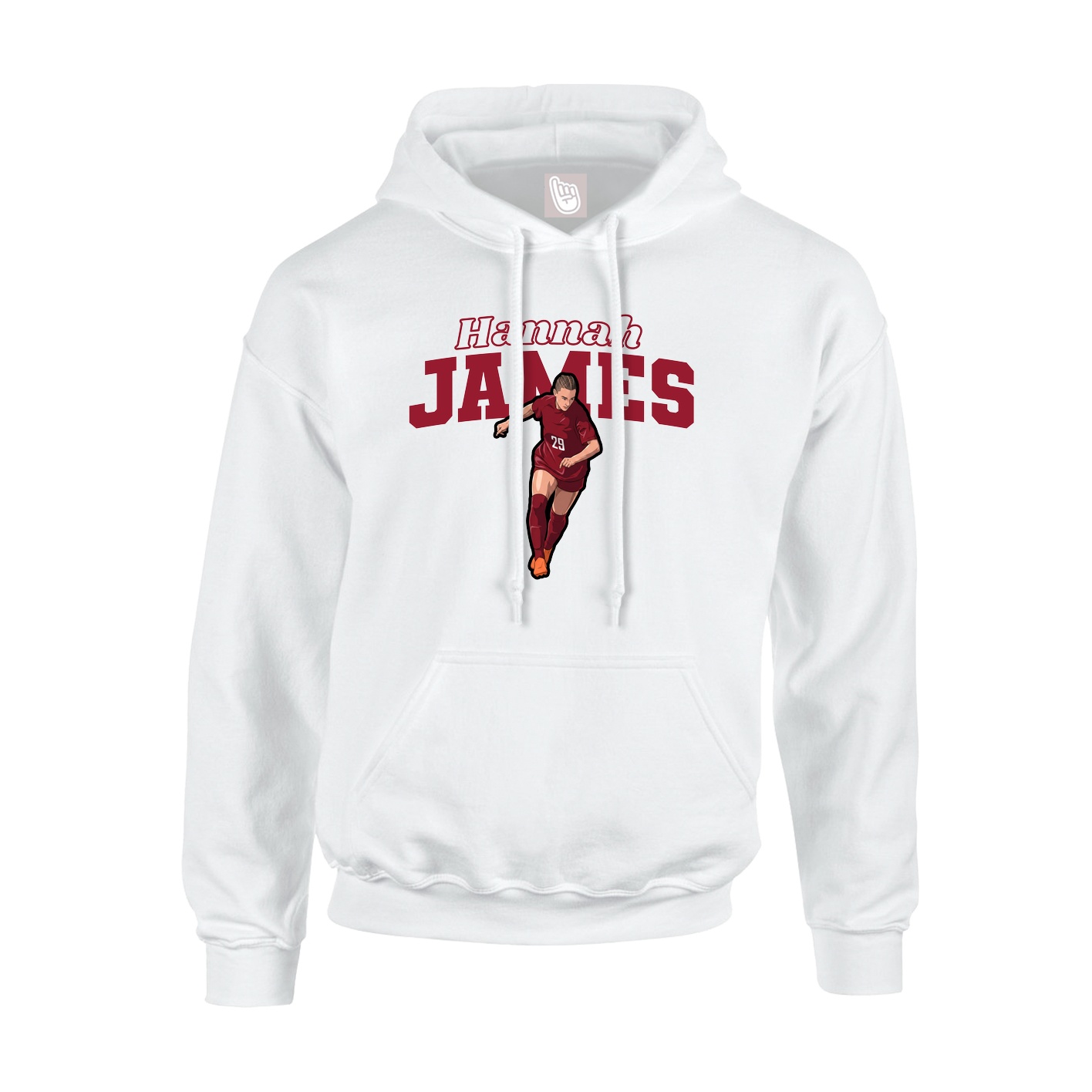 Youth Hoodie — Name Arch in White