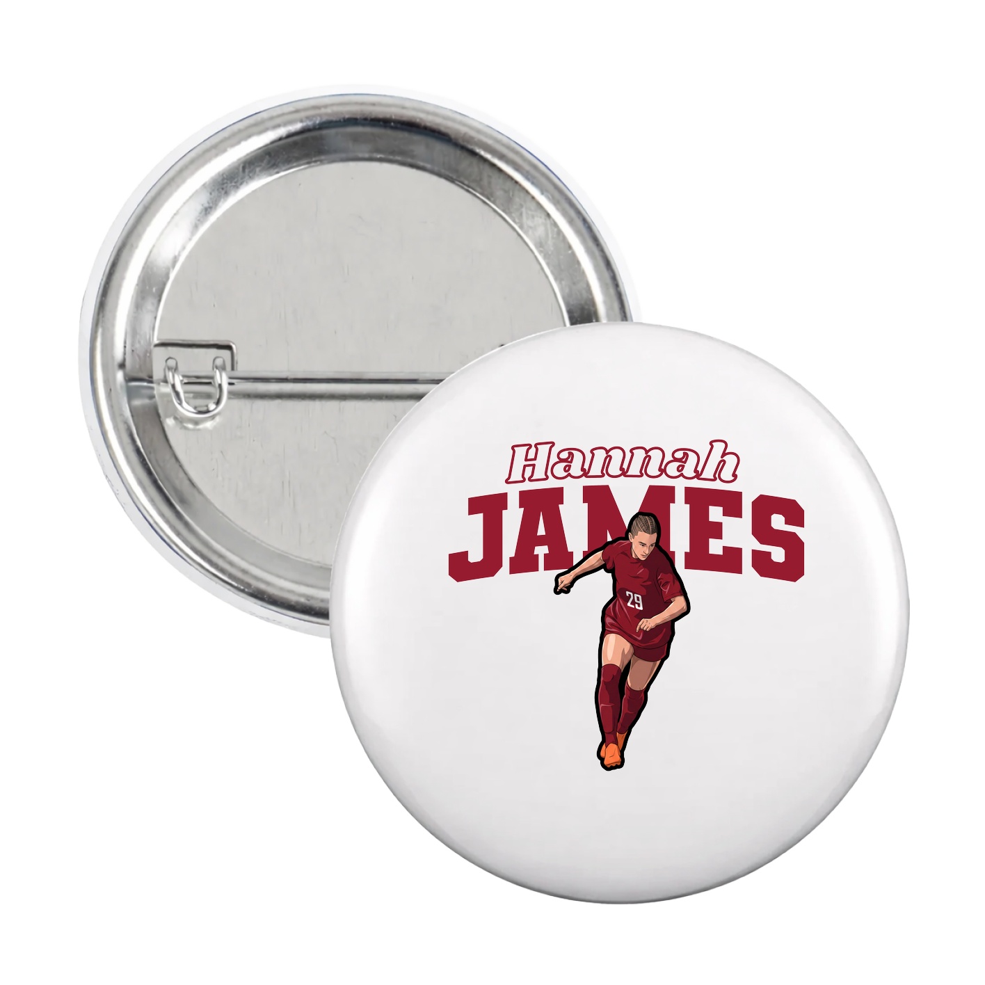 Game Day Button — Name Arch in White