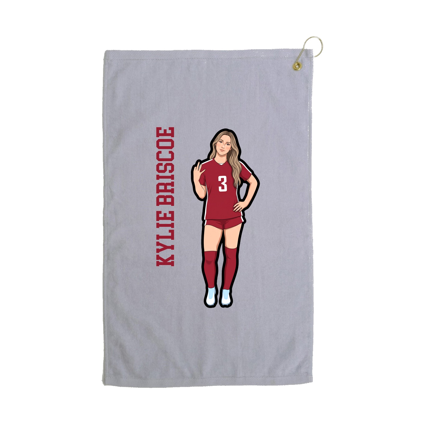 Golf Towel — Name Vertical in Grey