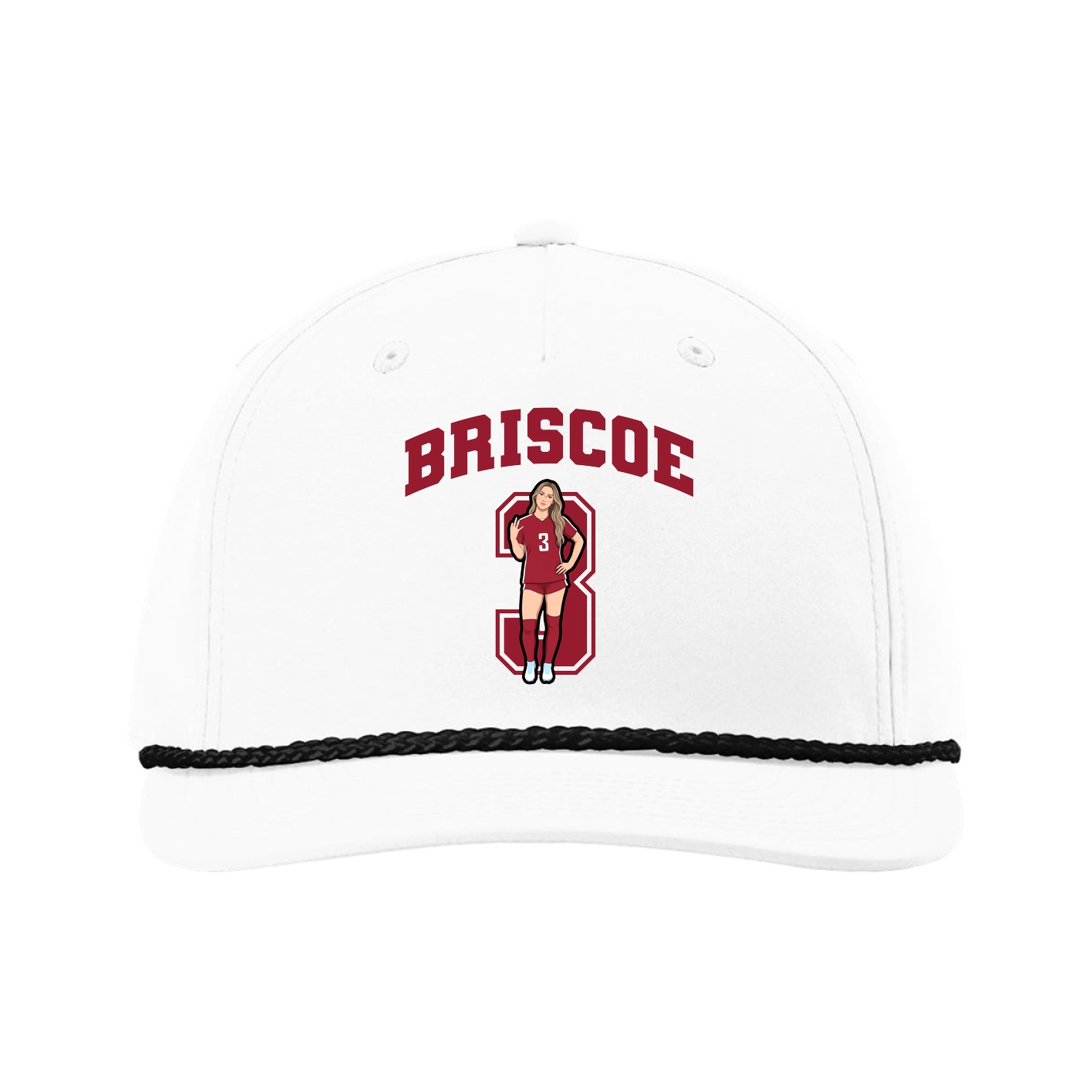 Five-Panel Classic Rope Cap — Number in White