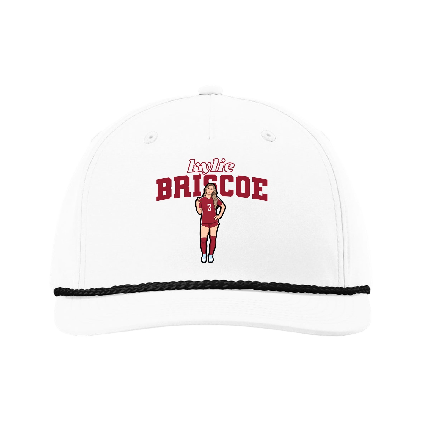 Five-Panel Classic Rope Cap — Name Arch in White