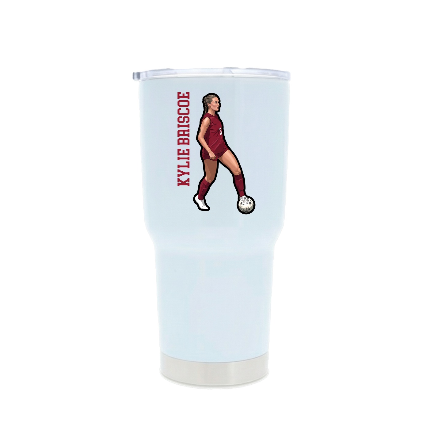 30oz Stainless Steel Tumbler — Name Vertical in White