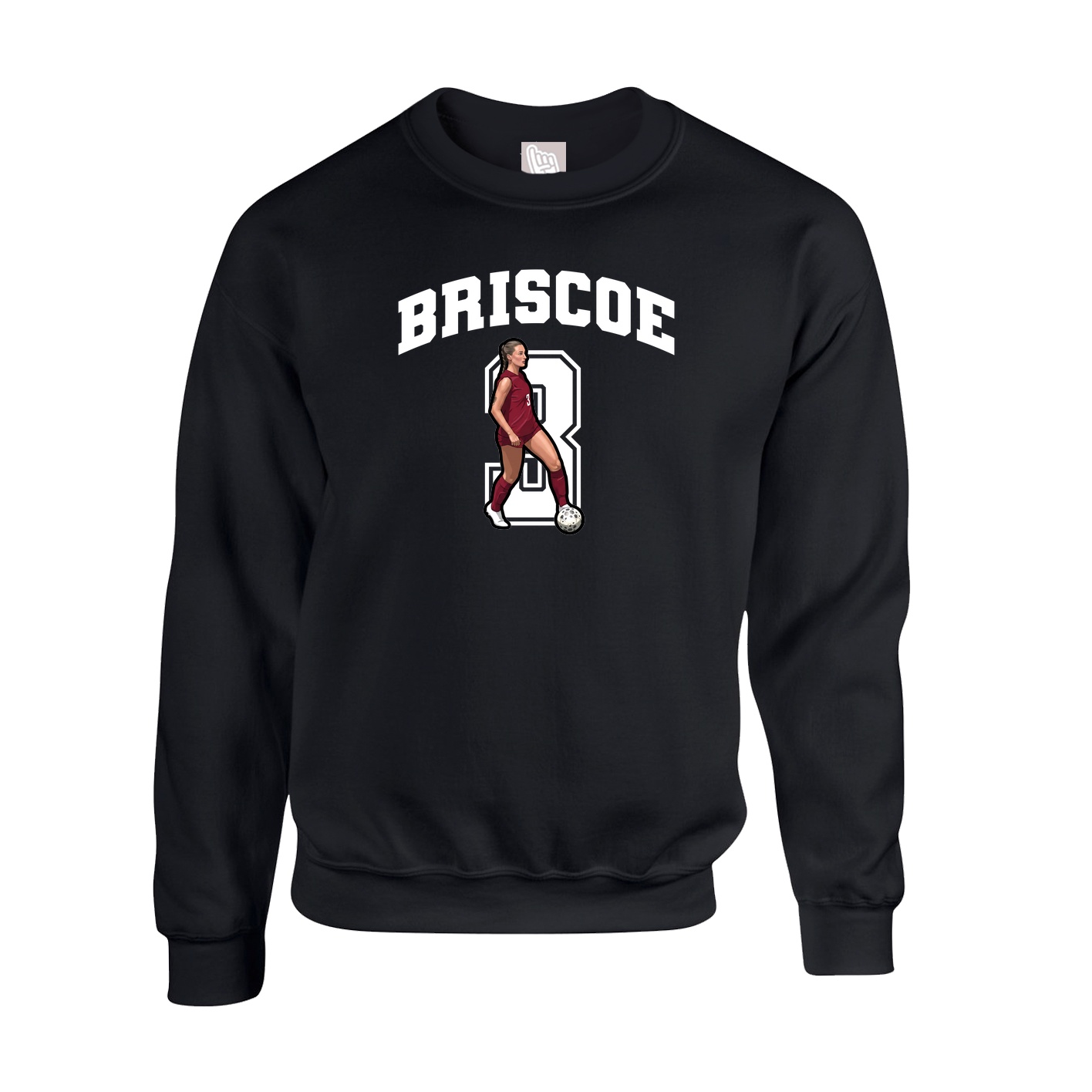 Fleece Crew — Number in Black