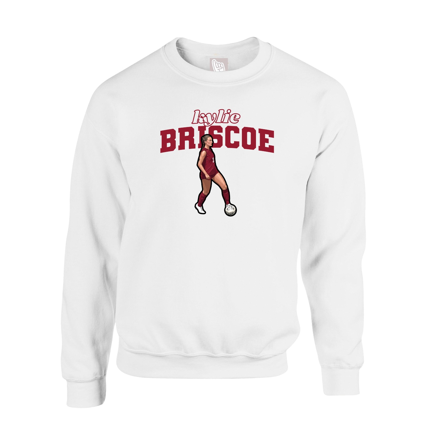 Fleece Crew — Name Arch in White