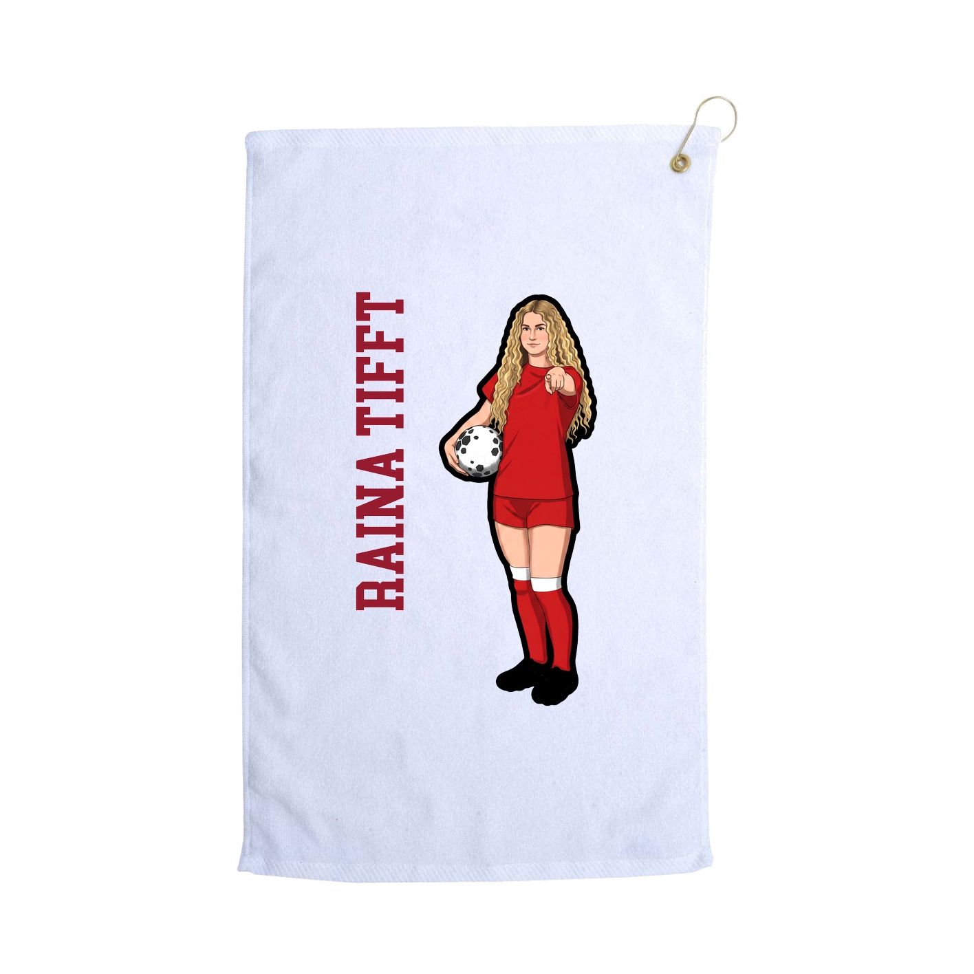 Golf Towel — Name Vertical in White
