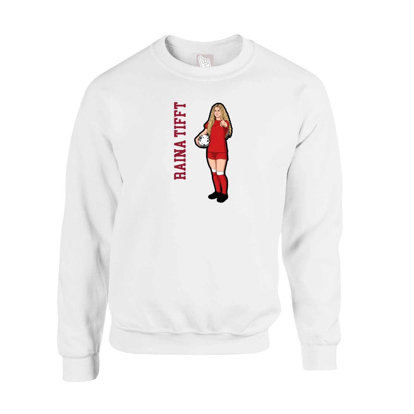 Fleece Crew — Name Vertical in White