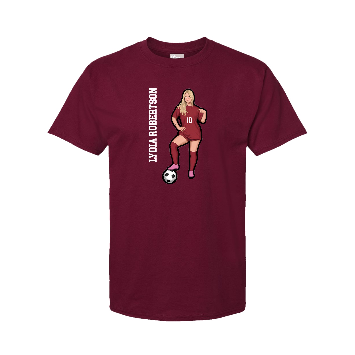Youth Tee — Name Vertical in Cardinal
