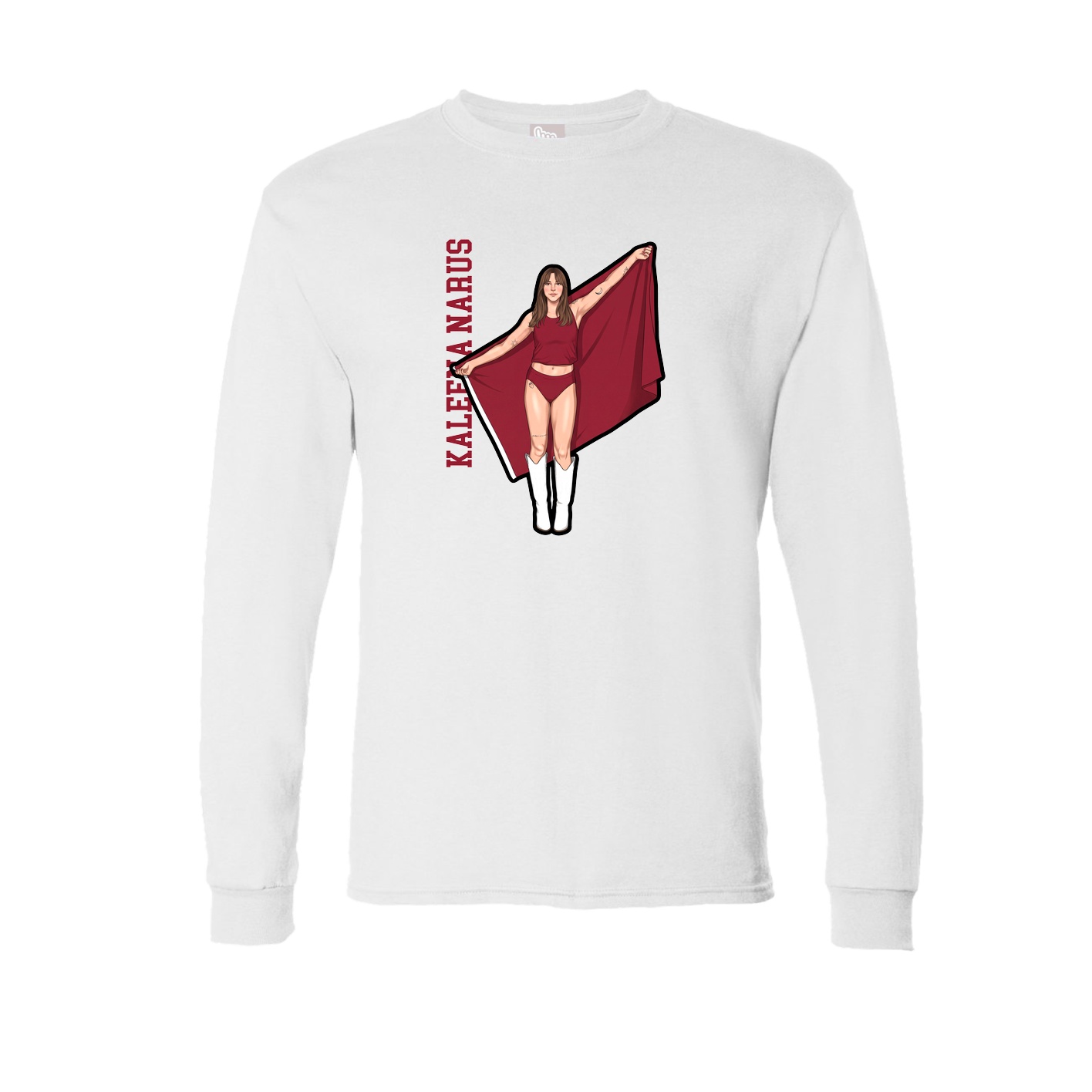 Long Sleeve Tee — Name Vertical in White