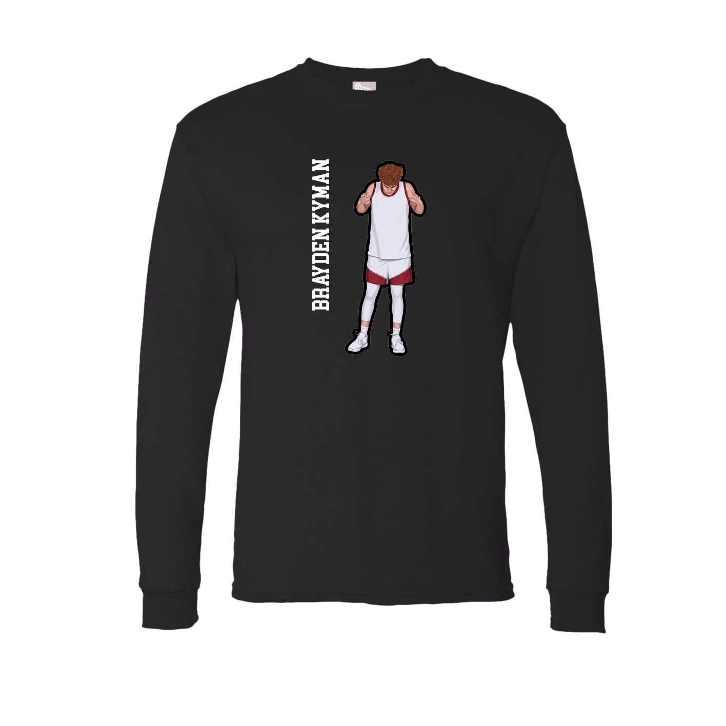 Long Sleeve Tee — Name Vertical in Black