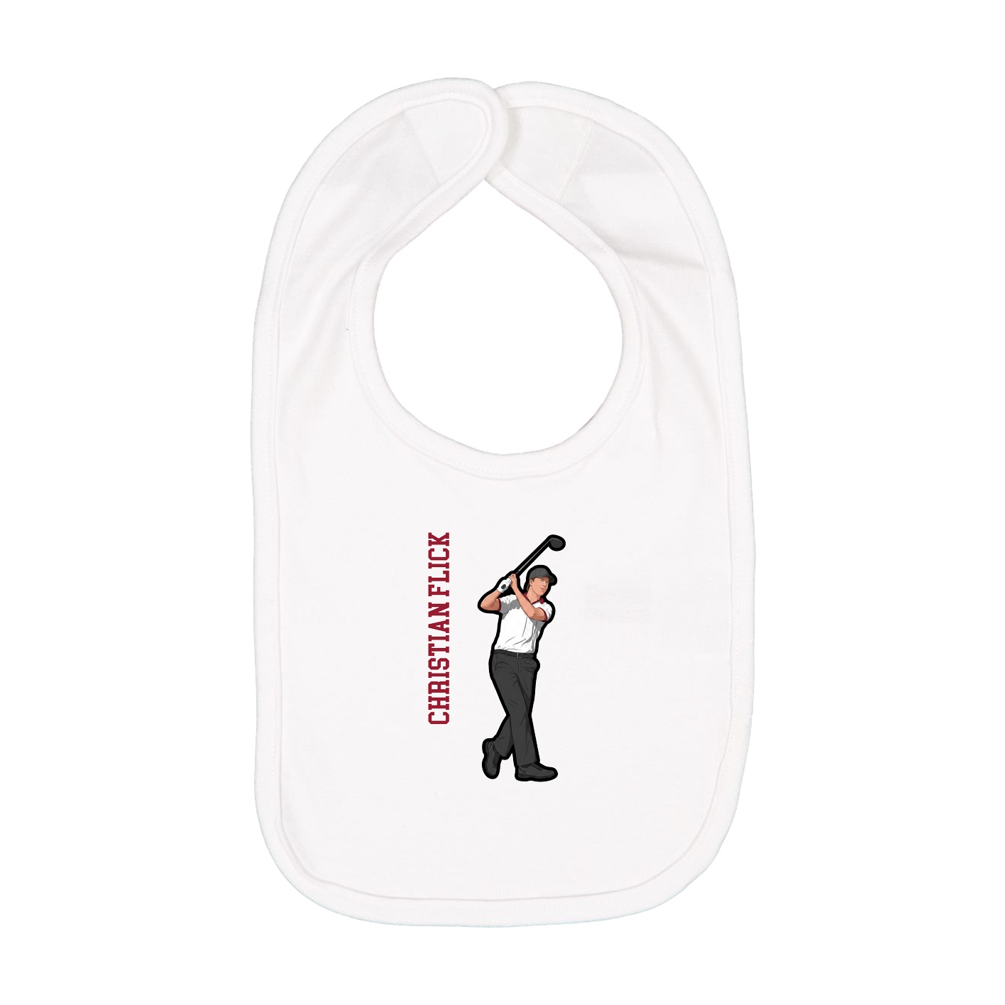 Infant Bib — Name Vertical in White