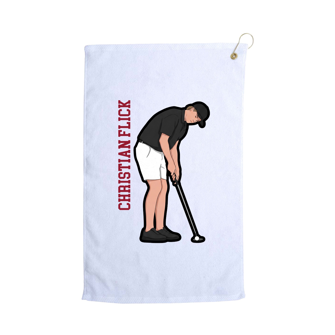 Golf Towel — Name Vertical in White