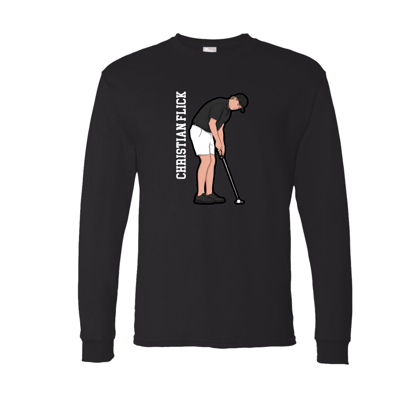 Long Sleeve Tee — Name Vertical in Black