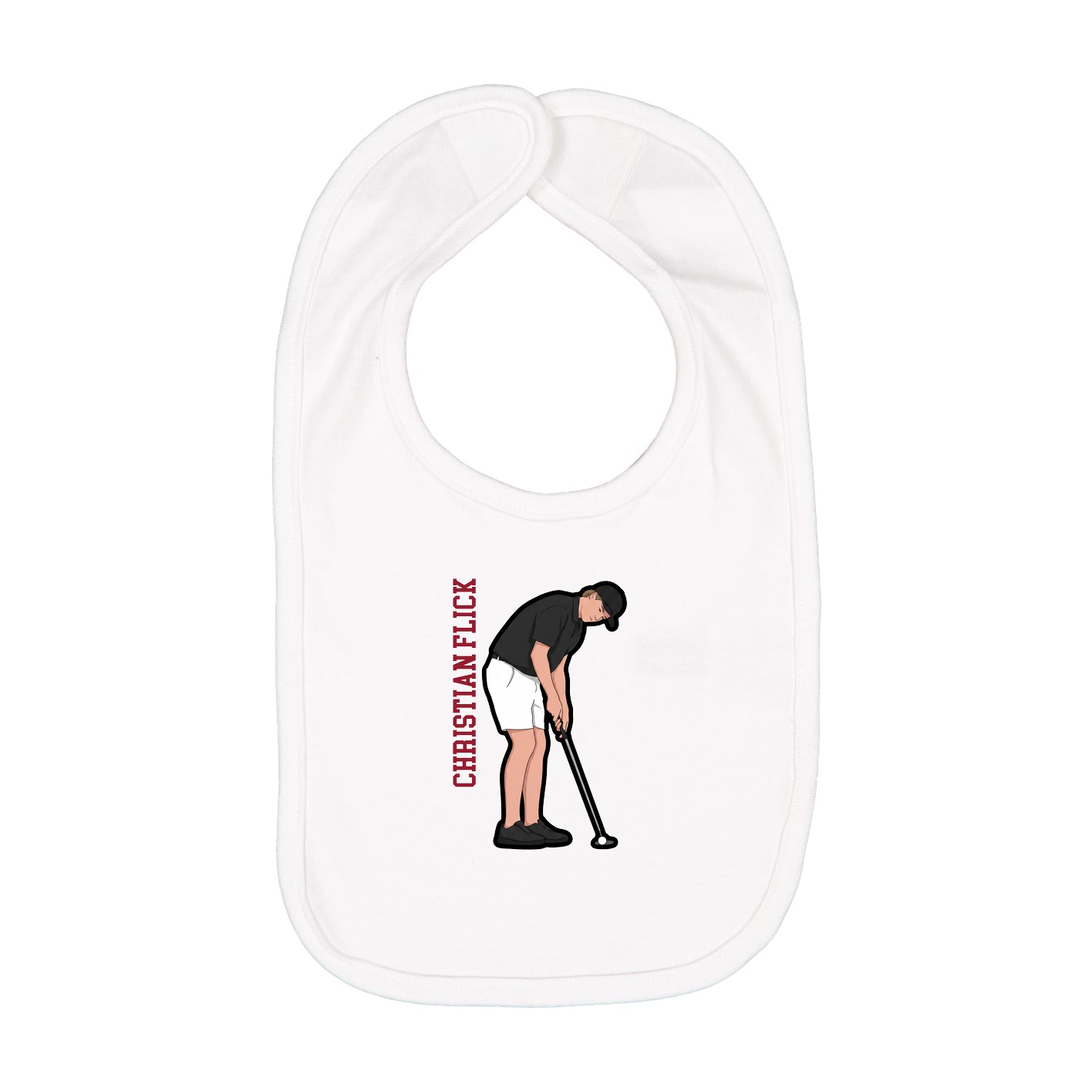 Infant Bib — Name Vertical in White
