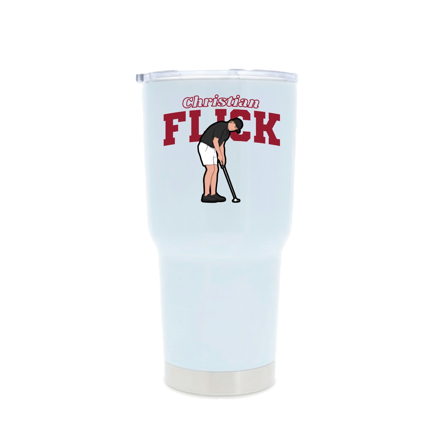 30oz Stainless Steel Tumbler — Name Arch in White