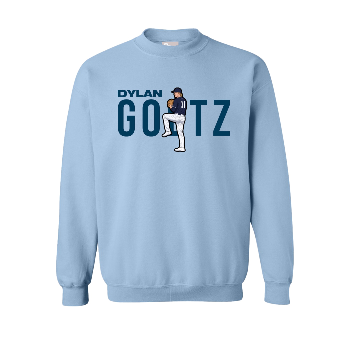 Fleece Crew — Player Name in Light Blue